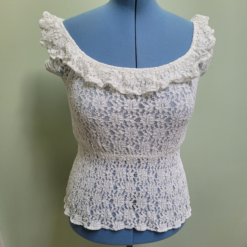 RALPH LAUREN lacy cap sleeve top